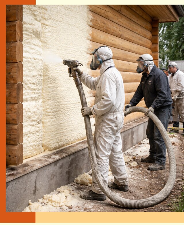 Утепление дома из бруса пенополиуретаном в Россоши