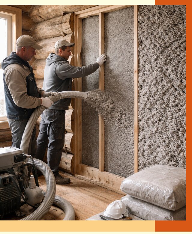 Утепление бревенчатого дома эковатой в Россоши от 2851 руб. | ТепломастерРсс