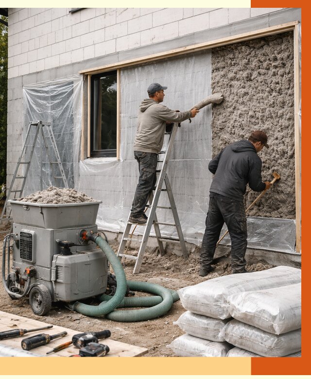 Утепление дома из газобетона эковатой в Россоши от 4666 руб./м2 | ТепломастерРсс