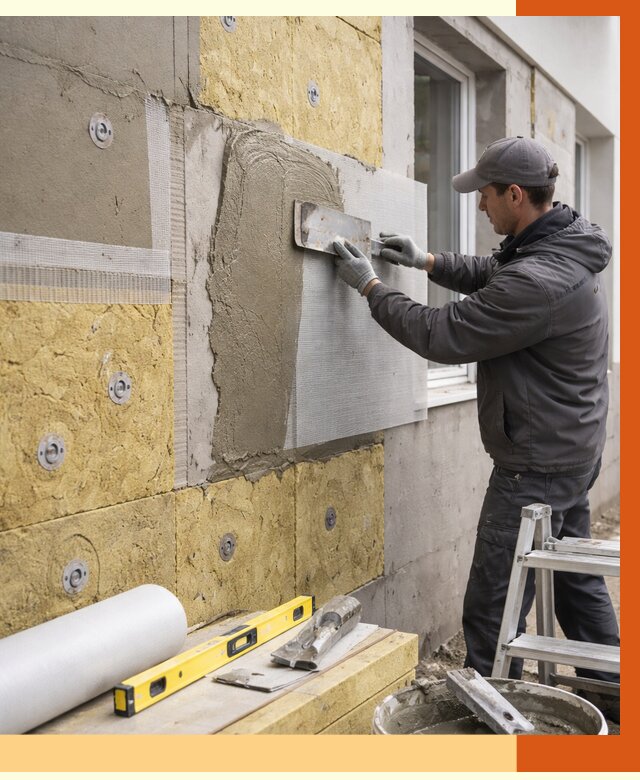 Утепление фасада под штукатурку в Россоши от 4355 руб/м2 — монтаж пенопластом и минватой | ТепломастерРсс