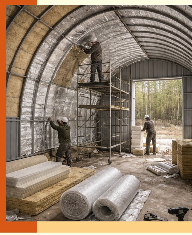 Утепление арочного ангара под ключ в Россоши