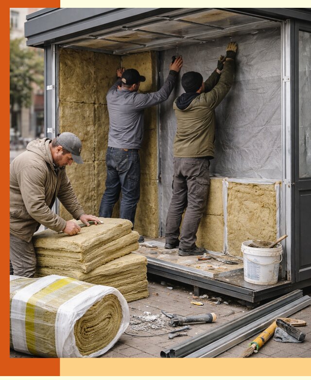 Утепление павильона шаурмы под ключ в Россоши