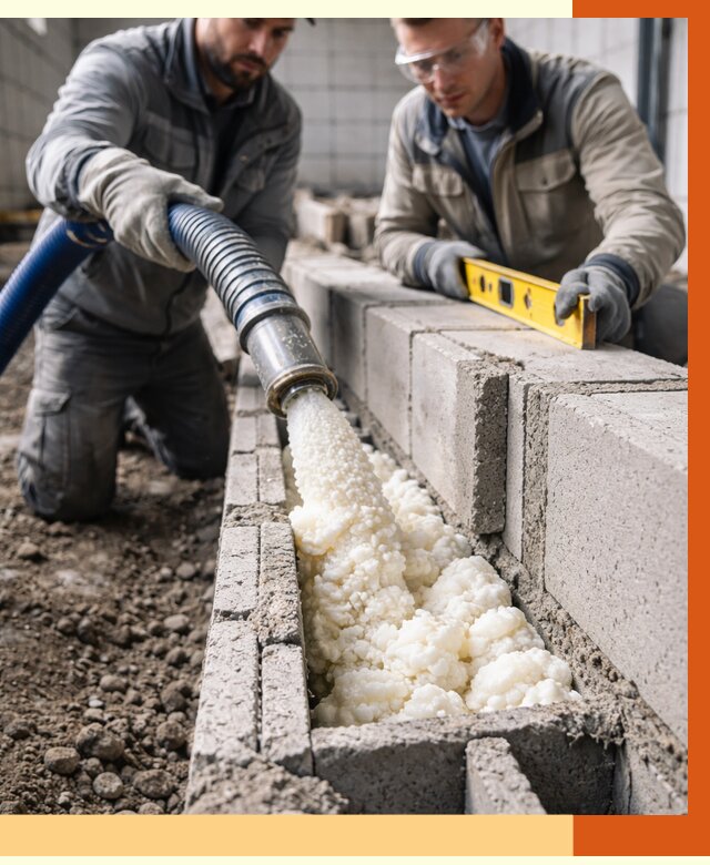 Заполнение колодцевой кладки ППУ в Россоши от 4355 руб. за м2 | ТепломастерРсс