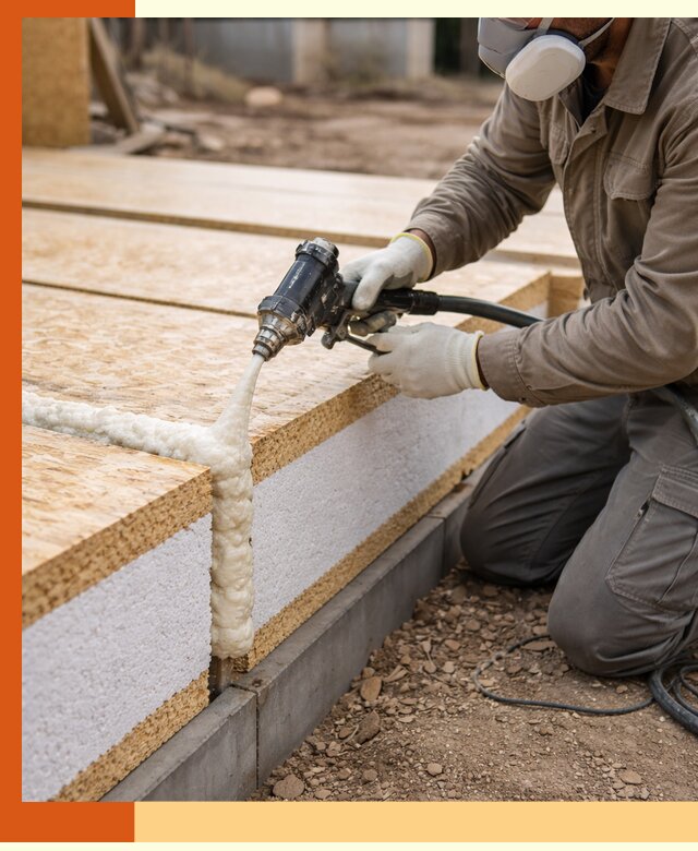 Утепление СИП-панелей пенополиуретаном (ППУ) в Россоши