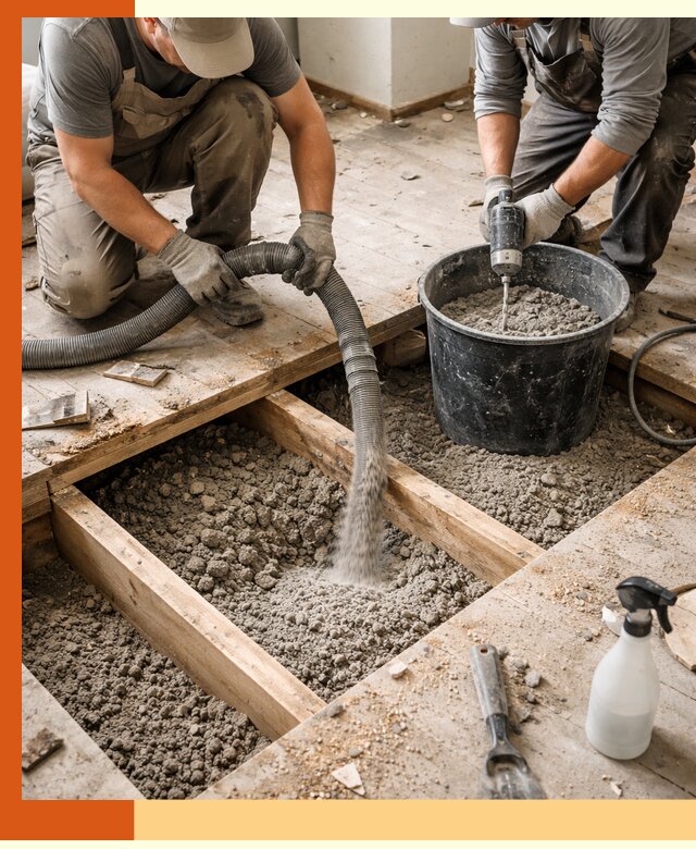 Заполнение пустот пола в Россоши полиуретаном и пенополистиролом