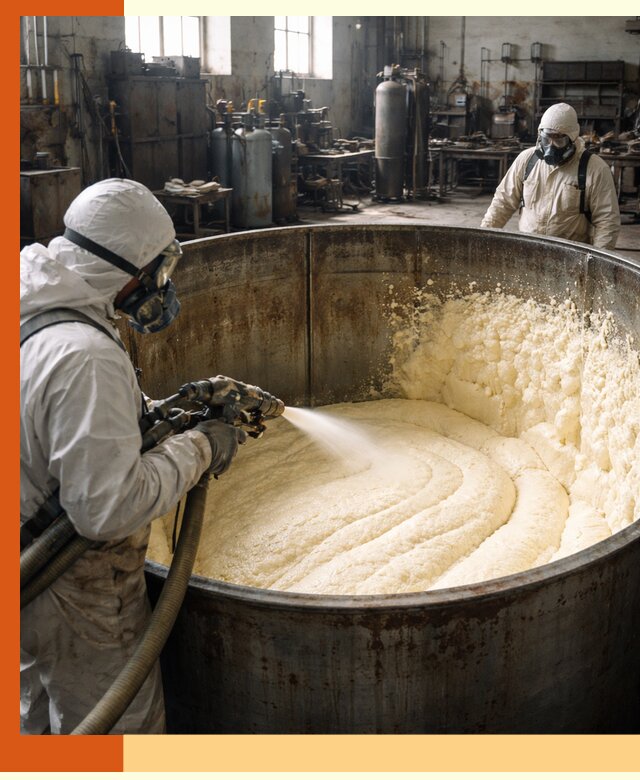 Заливка ппу в емкости с полной изоляцией и герметизацией в Россоши