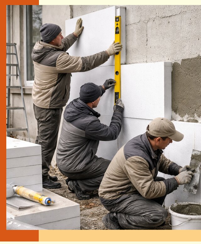 Утепление пенопластом наружных стен и фасадов в Россоши