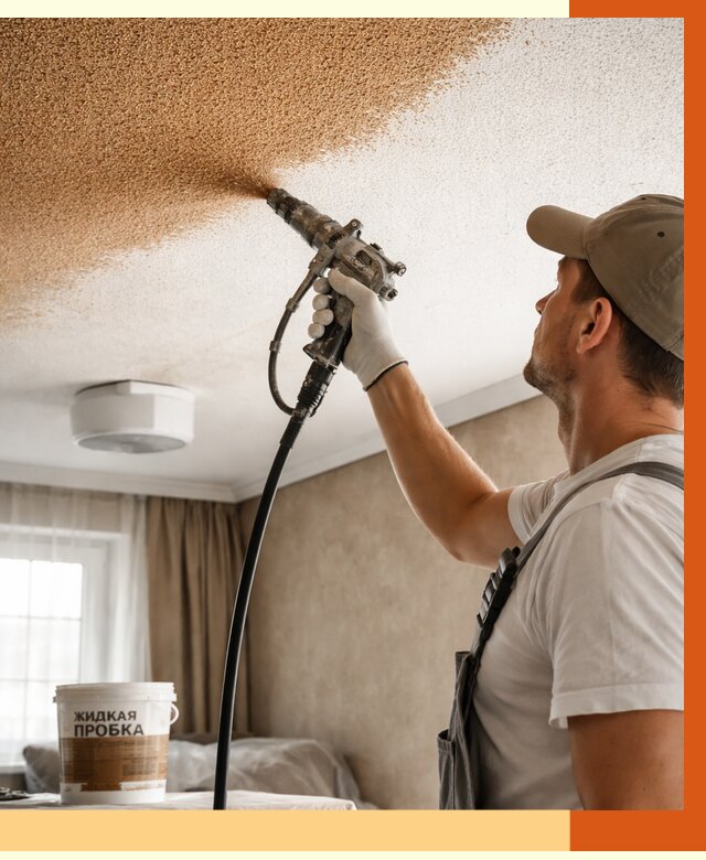 Утепление потолка жидкой пробкой в Россоши от 3629 руб. | ТепломастерРсс