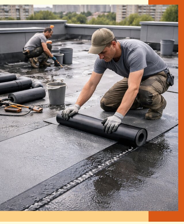 Гидроизоляция плоской кровли в Россоши от 4666 руб./м2 — профессионально | ТепломастерРсс