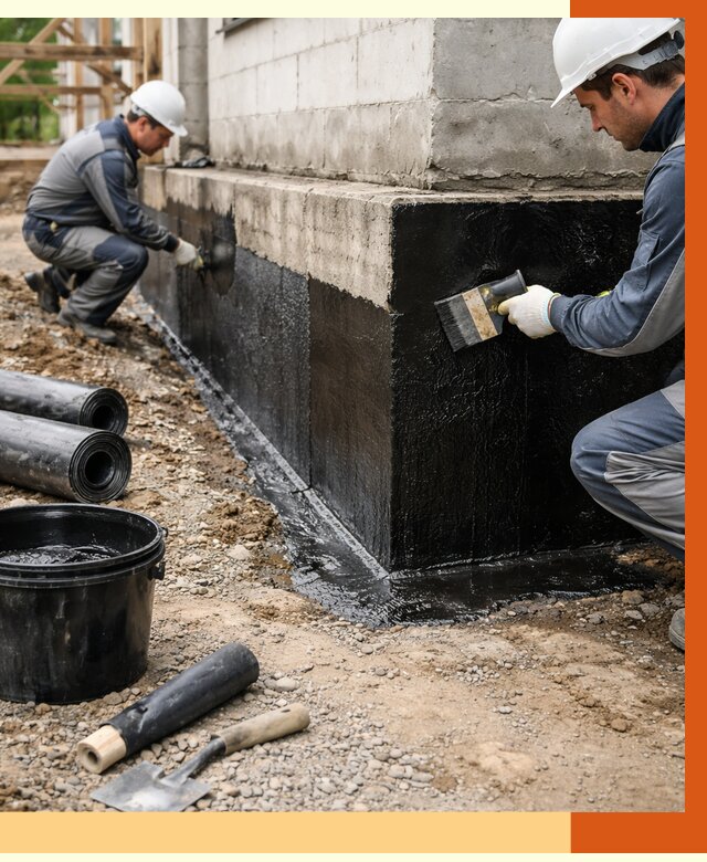 Гидроизоляция фундамента в Россоши от 1296 руб. — профессионально, под ключ | ТепломастерРсс