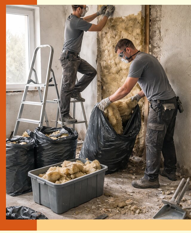 Демонтаж старого утеплителя и вывоз отходов в Россоши