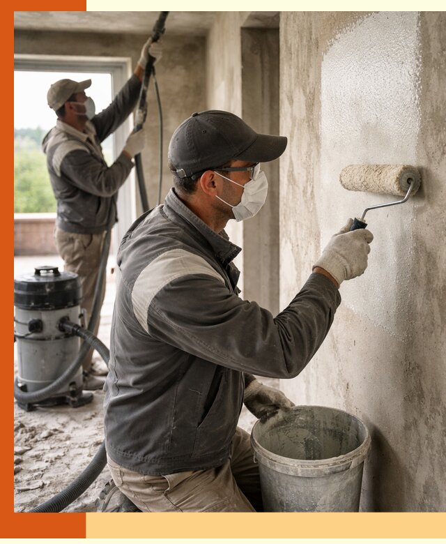 Подготовка поверхности под напыление утеплителя в Россоши